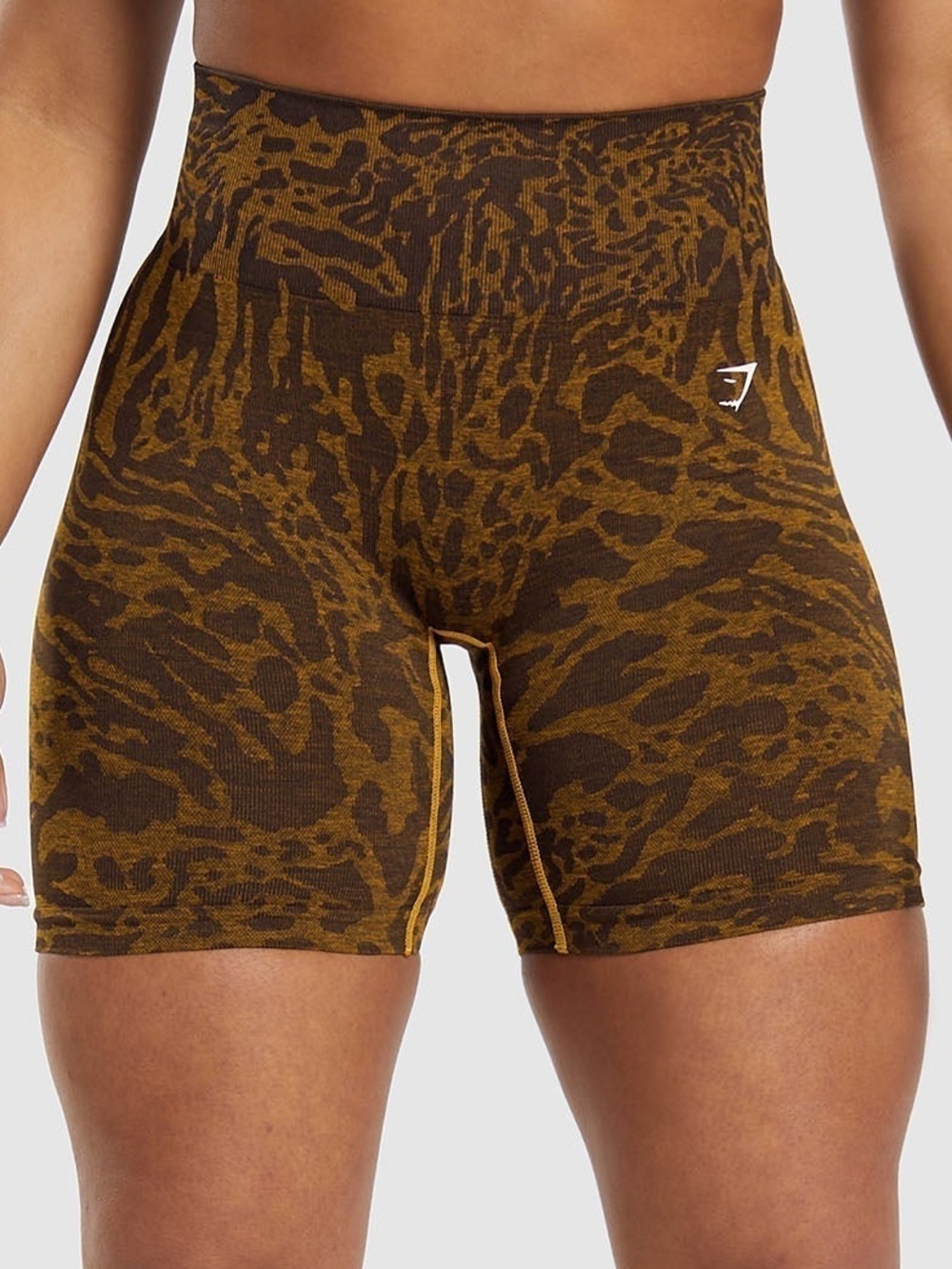 Gymshark adapt safari brown/ yellow tight shorts